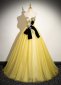 Off The Shoulder Yellow Tulle Sequin Appliques Holiday Party Dress