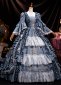 Renaissance Blue Floral Lace Ball Gown Rococo Dress 3