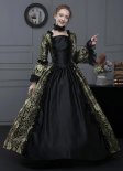 Cheap Renaissance Medieval Brocade Long Sleeves Gothic Victorian Dress Historical Theater Costume
