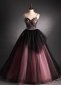 Spaghetti Straps Black Tulle Embroidery Formal Prom Dress