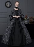 Medieval Renaissance Gray Floral Cotton Gothic Victorian Ball Gown Women Fantasy Queen Masquerade Dress Theater Costume