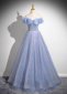 Pink Off Shoulder Tulle Long Formal Dress 1