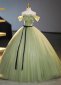 Custom made Princess Matcha Green Tulle Evening Dresses