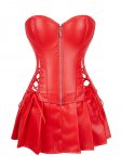 6XL Red Black Fashion Leather Corset and Skirt
