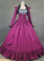 Purple Long Sleeves Victorian Gothic Civil War Ball Gown Dress For Women