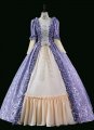 Purple Floral Jacquard Renaissance Fair Colonial Lady Princess Marie Antoinette Gown Dress Theater Costume