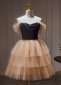 Girls Off the Shoulder Splicing Cake Mini Evening Dress 1