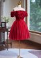 Red Off Shoulder Appliques Flower Tulle Short Formal Dress 3
