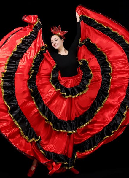 Tango Women Dance Skirt Samba Swing Full Super Wide Skirt 720 Degree