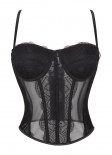 Women Sexy Black Lace Bustier Corset Top with Cups