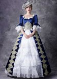 Blue Medieval Rococo Belle Princess Marie Antoinette Dress Renaissance Reenactment Theater Costume