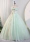 One Shoulder Light Green Prom Dress with Ruffles Neck 2