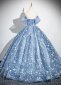 Floor Length Blue Applique Women Evening Dress 4