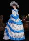 Blue Printed Ruffled Half Sleeve Floor Length Venice Carnival Fancy Dress 4