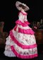 Red Printed Ruffled Half Sleeve Floor Length Venice Carnival Fancy Dress 4
