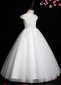 White High Neck Applique Tulle Engagement Wedding Flower Girl Dresses 1