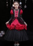 Girls Halloween Vampire Witch Cosplay Dress Kids Renaissance Balck Lace Evening Party Dresses