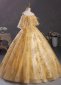 Yellow Embroidery Appliques Tulle Off the Shoulder Evening Dress