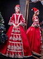 Red Lace Wedding | Birthday | Christmas Party Gown Victorian Dress Reenactment Theater Clothing