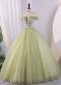 Light Green Off Shoulder Tulle Prom Dress 2