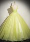 Sparkly Lemon Yellow Sleeveless Appliques Evening Dress 3