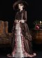 Vintage Women Brown Edwardian 1900s 1910s Tea Party Garden Dress Victorian Bustle Theater Costume