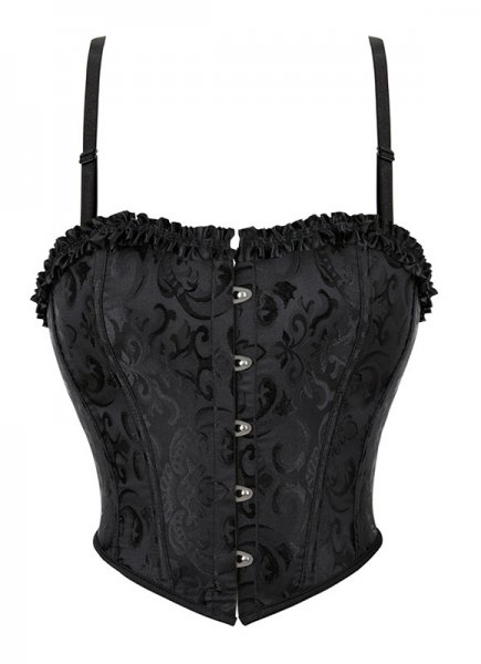 Plus Size Black Bandage Brocade Jacquard Bust Corset