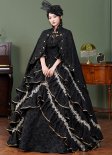 Winter 18th Century Ball Gown And Cloak Dark Fantasy Gothic Steampunk Halloween Costume 2Pcs