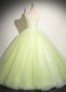 Deep V Neck Lemon Yellow Tulle Embroidery Beading Long Prom Dress 2