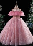 Girls Pink Beauty Pageants Sequin Formal Dresses