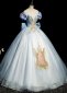 Deep V Neck Light Blue Beading Tulle Holiday Dress With Flower 1