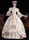 Champagne Lace Ruffled Long Sleeve Floor Length Formal Party Dress for Women