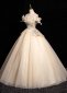 Champagne Tulle Petal Off the Shoulder Formal Dress 3