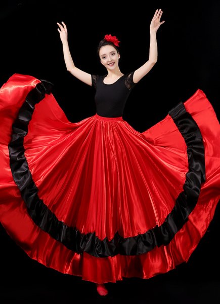 Belly Dance Skirt Satin Flamenco Skirts Full Circle Skirt 720 Degree