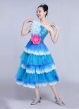 Women One Shoulder Theater Carnival Dance Petal Short Dresses