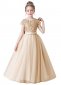 Girls Sequin Mesh Princess Party Formal Dress Champagne