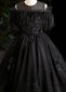 Children Black Applique Feather Tulle Funeral Halloween Party Dress
