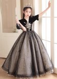 Halloween Girls Black Princess Formal Evening Party Dress