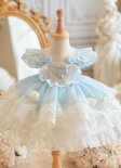 Children Sleeveless Vest Princess Dress Blue Lolita Formal Dress
