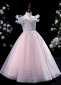 Little Girls Off Shoulder Flower Ball Gown Sequin Party Dress 2