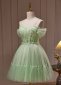 Green Beading Spaghetti Straps Tulle Mini Homecoming Dress