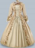 Women Champagne Brocade Victorian Dress Holiday Costume