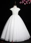 White High Neck Applique Tulle Engagement Wedding Flower Girl Dresses