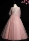 Flower Girl Pink Flutter Sleeve Tulle Dresses 1