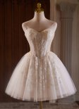 White Off the Shoulder Corset Sequin Bead Formal Prom Mini Dress