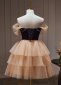 Girls Off the Shoulder Splicing Cake Mini Evening Dress 2