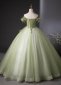 Corset Applique Light Green Tulle Graduation Dress 2