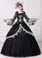 Brand New Black Printed Marie Antoinette Dress 18th Century Civil War Southern Belle Ball Gown With Train Theatre Costume