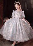 Flower Girls Glitter Silvery Thanksgiving Party Dresses
