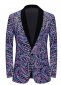 Men Purple Cashew Flower Sequin Floral Suit Jacket Blazer